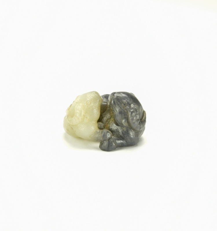 A Black And White Jade Craved Two &lsquo;Ox&rsquo;. Qing
