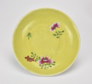 Group of Five Yellow-Ground Famille- Rose &lsquo;Flowers&rsquo; Dishes, - 5