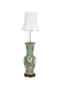 Large Chinese Famille Verte Floor Vase Converted To Lamplate, 19th Century