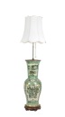 Large Chinese Famille Verte Floor Vase Converted To Lamplate, 19th Century - 2