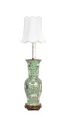 Large Chinese Famille Verte Floor Vase Converted To Lamplate, 19th Century - 3