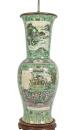 Large Chinese Famille Verte Floor Vase Converted To Lamplate, 19th Century - 7