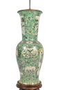 Large Chinese Famille Verte Floor Vase Converted To Lamplate, 19th Century - 8