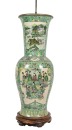 Large Chinese Famille Verte Floor Vase Converted To Lamplate, 19th Century - 9