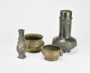 A Group Of Four Bronze Censer And Vase, - 3
