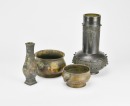 A Group Of Four Bronze Censer And Vase, - 4