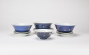 18th Century-A Group of Imperial-Style Gilt-Decorated Sacrificial-Blue Glazed Porcelain Bowls and Dishes - 2