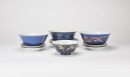 18th Century-A Group of Imperial-Style Gilt-Decorated Sacrificial-Blue Glazed Porcelain Bowls and Dishes - 3