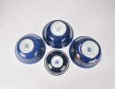 18th Century-A Group of Imperial-Style Gilt-Decorated Sacrificial-Blue Glazed Porcelain Bowls and Dishes - 5