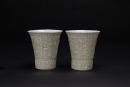 A Pair Of Gray Green Glazed Molded&rsquo;Arhat And Shou&rsquo; Cups, - 2