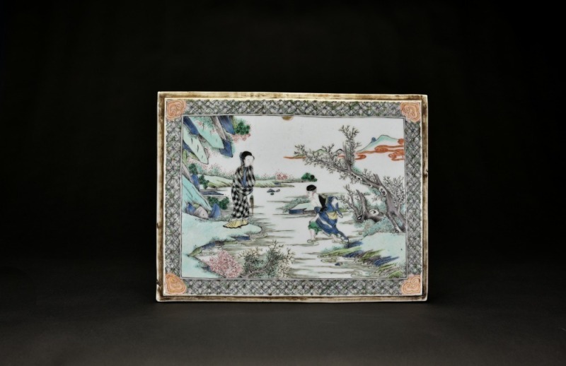 A Famille Glaze &lsquo;Figures&rsquo; Plque, Late Qing/Republic