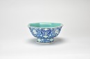 A Blue Ground Famille Glazed&rsquo; Shou Character,Floral &rsquo; Bowl