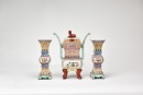 Chinese Famille Rose Altar GarnitureChina, Republic Period.