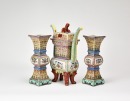 Chinese Famille Rose Altar GarnitureChina, Republic Period. - 4