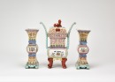 Chinese Famille Rose Altar GarnitureChina, Republic Period. - 5