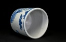 A Chinese Blue And White Porcelain Brush Pot. Late Qing - 5