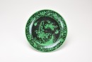 A Black Ground Green Glazed &lsquo;Magpies And Plum Blossom&rsquo; Dish.