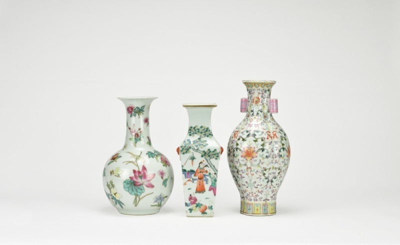 Late Qing/Mid 20th Century, A Three Famille-Glazed Porcelain Vase.