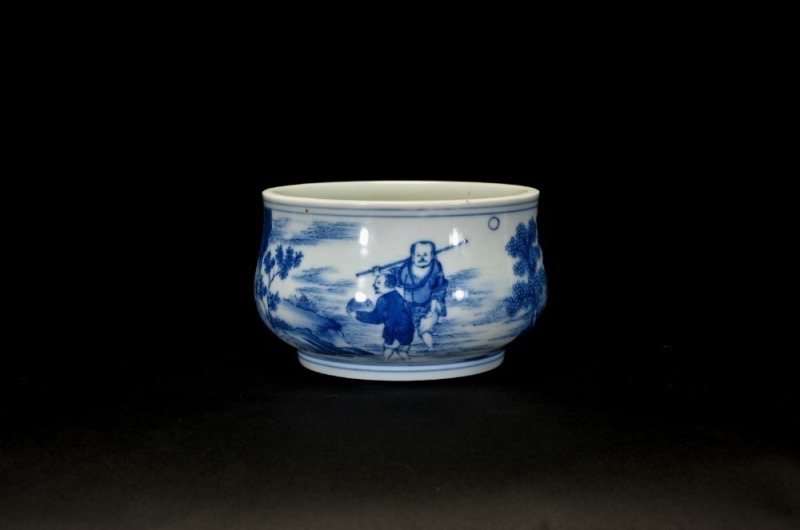 A Blue And White &lsquo;Figures And Landscapes&rsquo; Bowl