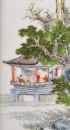 A Chinese Famille Rose Porcelain Landscape Plaque in Hardwood Frame, - 7