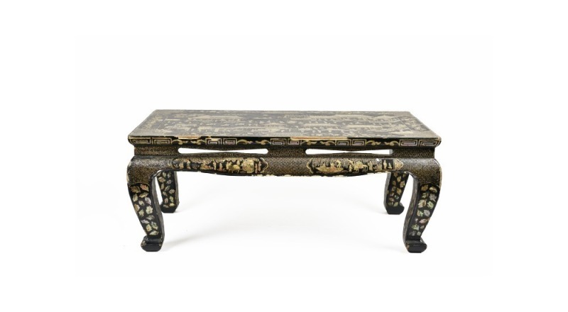 A Mother-Of-Pearl Inlaid Black Lacquer Kang Table, Qing Dynasty.