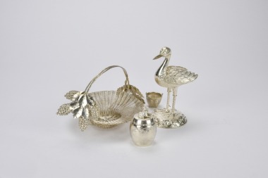 Group of Chinese Silver Decorative Objects, Late Qing to Republic