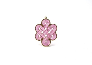 A Pink Tormaline &lsquo;Flower&rsquo; Pendant in Gold Mount, Qing Dynasty