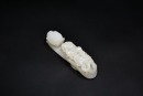 A Fine White Jade Belt Hook Carved with Chilong Amidst Cloud Scrolls, Qianlong Period, Qing Dynasty (Mid-18th Century)