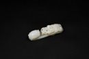 A Fine White Jade Belt Hook Carved with Chilong Amidst Cloud Scrolls, Qianlong Period, Qing Dynasty (Mid-18th Century) - 3