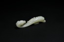 A Celadon-White Jade &lsquo;Ram-Head&rsquo; Belt Hook with Eight Treasures Design, Qing Dynasty, 18th&ndash;19th Century - 3