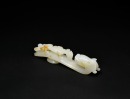 A Fine White Jade Belt Hook with Russet Inclusions and Chilong Design, the Button Carved with Floral Motif, Qing Dynasty, 18th&ndash;19th Century - 4