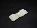 White Jade Openwork Belt Buckle with Bats and Shou Medallions, Qing Dynasty (18th&ndash;19th Century) - 5