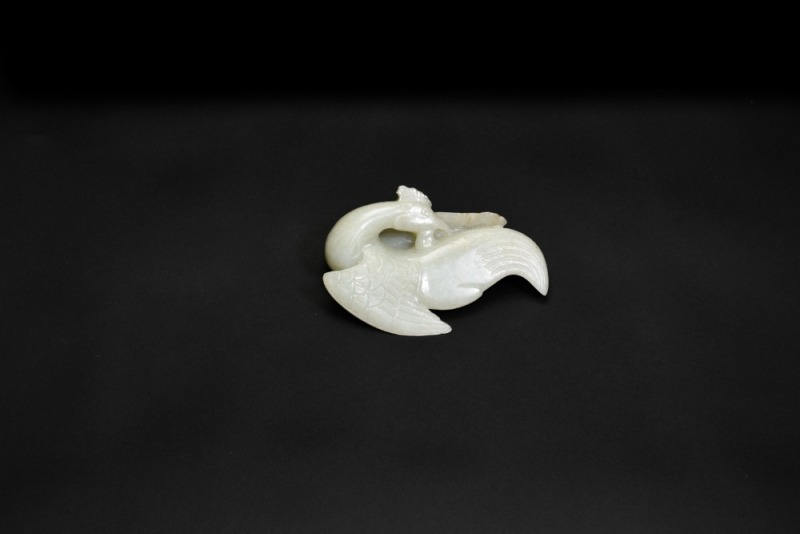 White Jade Belt Hook with Phoenix Head and Taiji Yin-Yang Motif, Qing Dynasty (18th&ndash;19th Century)