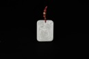 A White Jade Rectangular Pendant Carved with Scholar and Inscription, Qing Dynasty (18th&ndash;19th Century)
