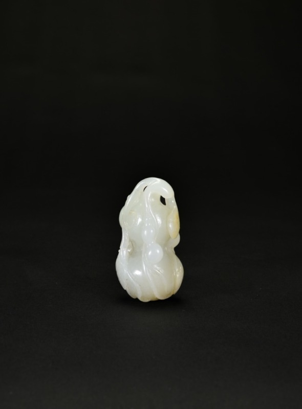 A White Jade Carving of Gourd with Tendrils, Qing Dynasty (18th&ndash;19th Century)