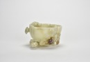 A Celadon-White Jade Washer Carved with Chilong and Lingzhi DesignQing Dynasty, 18th&ndash;19th Century