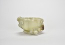 A Celadon-White Jade Washer Carved with Chilong and Lingzhi DesignQing Dynasty, 18th&ndash;19th Century - 2