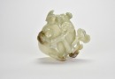 A Celadon-White Jade Washer Carved with Chilong and Lingzhi DesignQing Dynasty, 18th&ndash;19th Century - 7