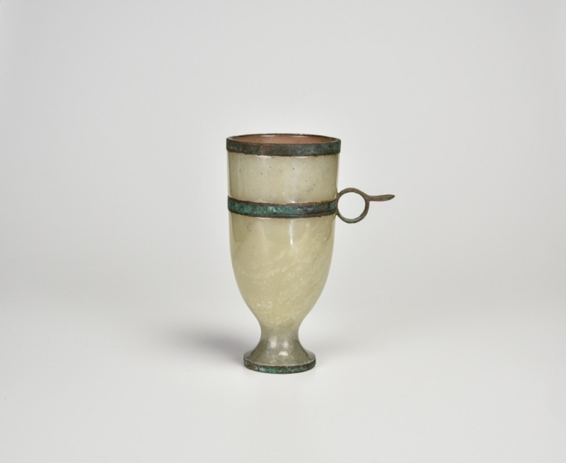 A Bronze-Mounted White Jade Goblet, Han Dynasty (206 BC &ndash; 220 AD)