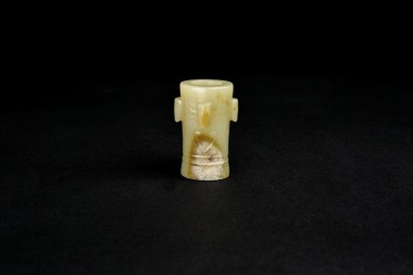 A Green Jade Tube Carved Four Cicacla with Taotie Masks, Western Zhou Dynasty (circa 1046-771 Century BC)