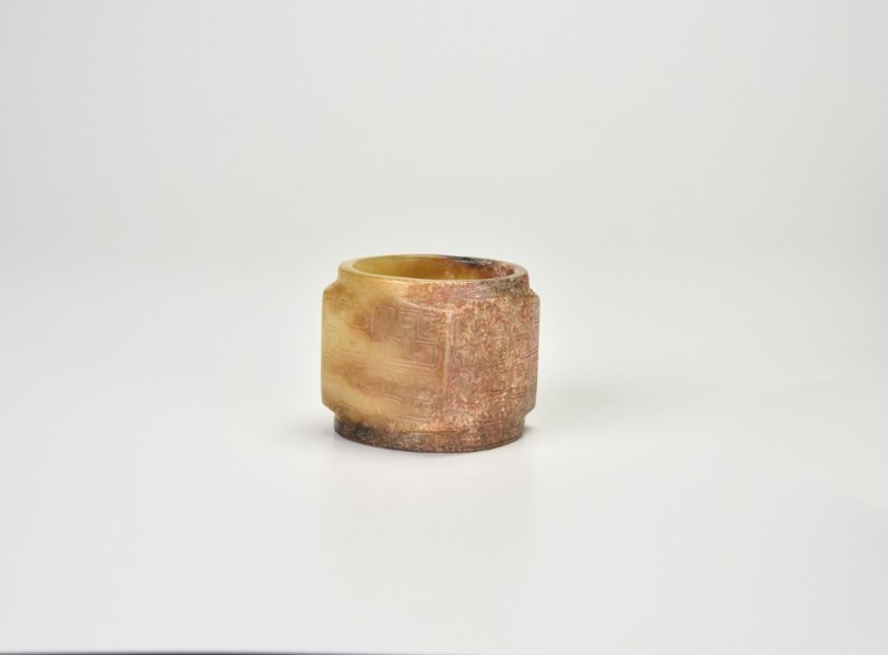 A Yellowish Jade Cong Carved with Cloud Motifs,Warring State Period