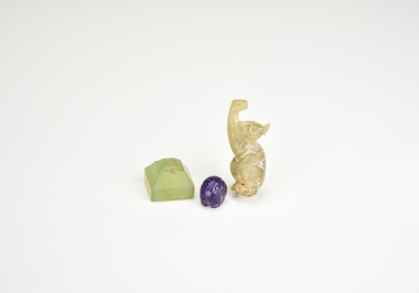 A Group Of Three Hardstone Carvings: Two Beasts And A Seal