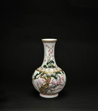 Qing Dynasty, Guangxu Period &mdash; A Famille-Rose &ldquo;Pine and Plum Longevity&rdquo; Vase, &lsquo;Da Qing Guangxu Nian Zhi&rsquo; Mark