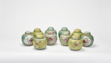A Set of Ten Famille-Rose Covered Jars, Late Qing&ndash;Republic