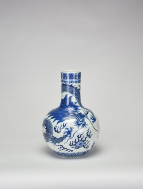 A Large Blue and White &lsquo;Dragon&rsquo; Vase, with a &lsquo;Da Qing Qianlong Nian Zhi&rsquo; Mark