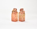 Wang Fuyi (1879&ndash;1960) A Pair of Shoushan Stone Seal For Shen Zengzhi Private Use Engraved By Wang Fuyi. - 9
