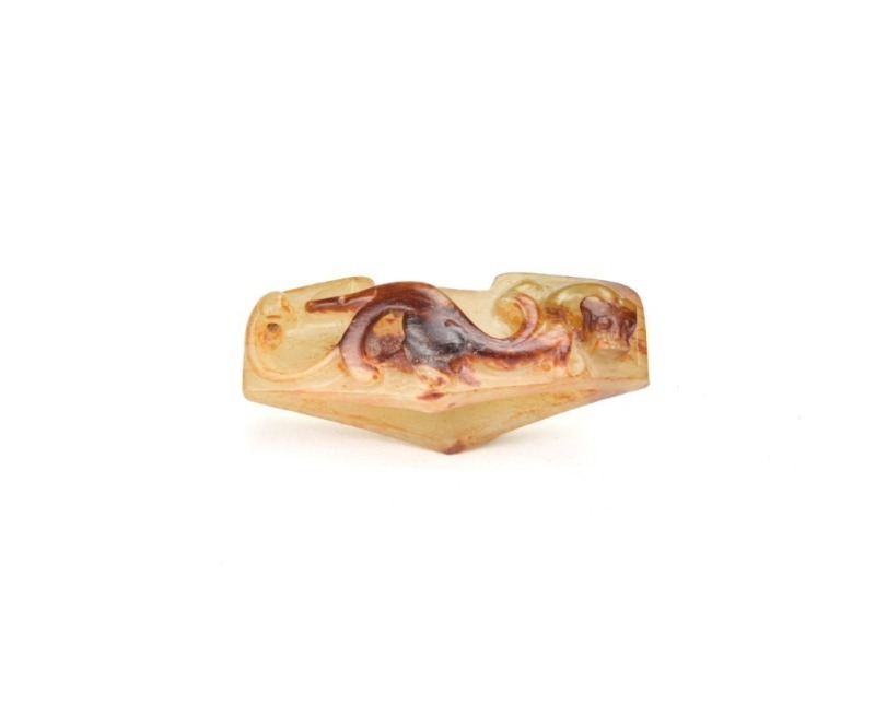 Han Dynasty. Jade Sword Guard with Chilong Decoration.