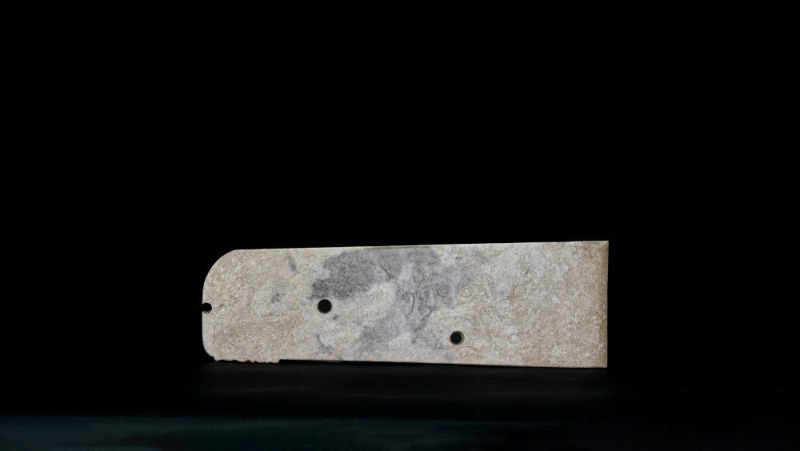 Shijiahe Culture Jade Gui with Deity Mask.