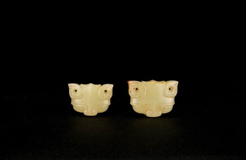 Pair of Jade Tiger-Head Ornaments Shijiahe Culture, Late Neolithic Period, ca. 2500&ndash;2000 BC