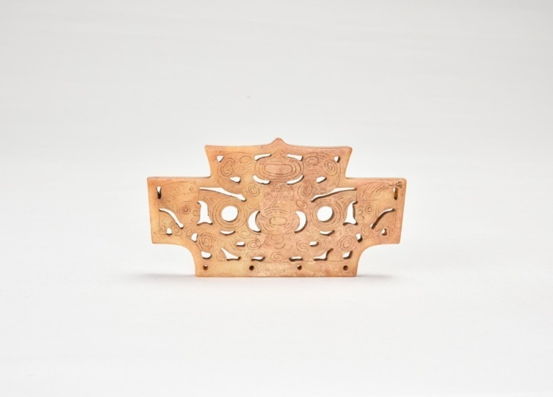 A Liangzhu Jade Pendant With Deity Mask Motif, Liangzhu Culture (Ca. 3300&ndash;2200 Bc)